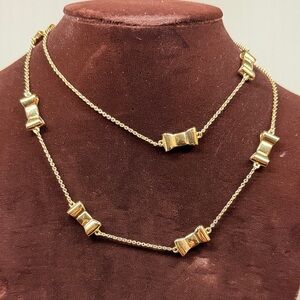 Kate Spade Gold Plated Iconic 9 Bow Necklace 30 inch length